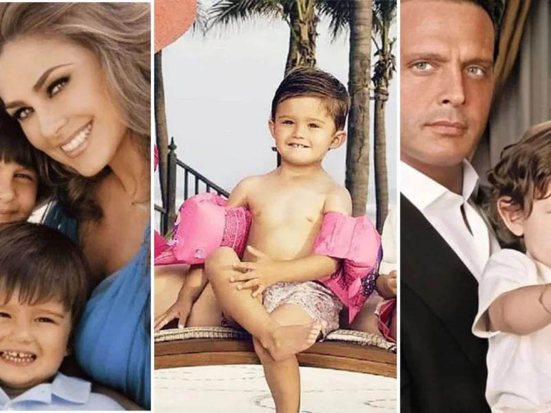 Luis Miguel Miguel and Aracely Arámbula with their childrens Miguel Gallego Arámbula and Daniel Gallego Arámbula.