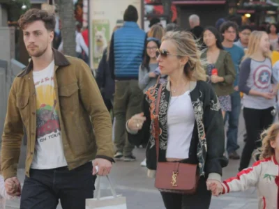 Aaron and Sam Taylor-Johnson take their daughter's Romy Hero and Wylda Rae Johnson christmas shopping at The Grove Featuring